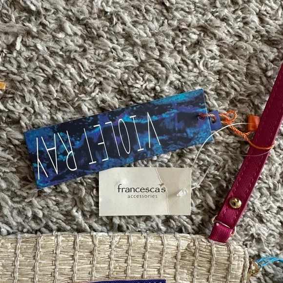 Francesca’s Violet Ray "FIESTA" Straw Clutch Bag - Picture 2 of 4